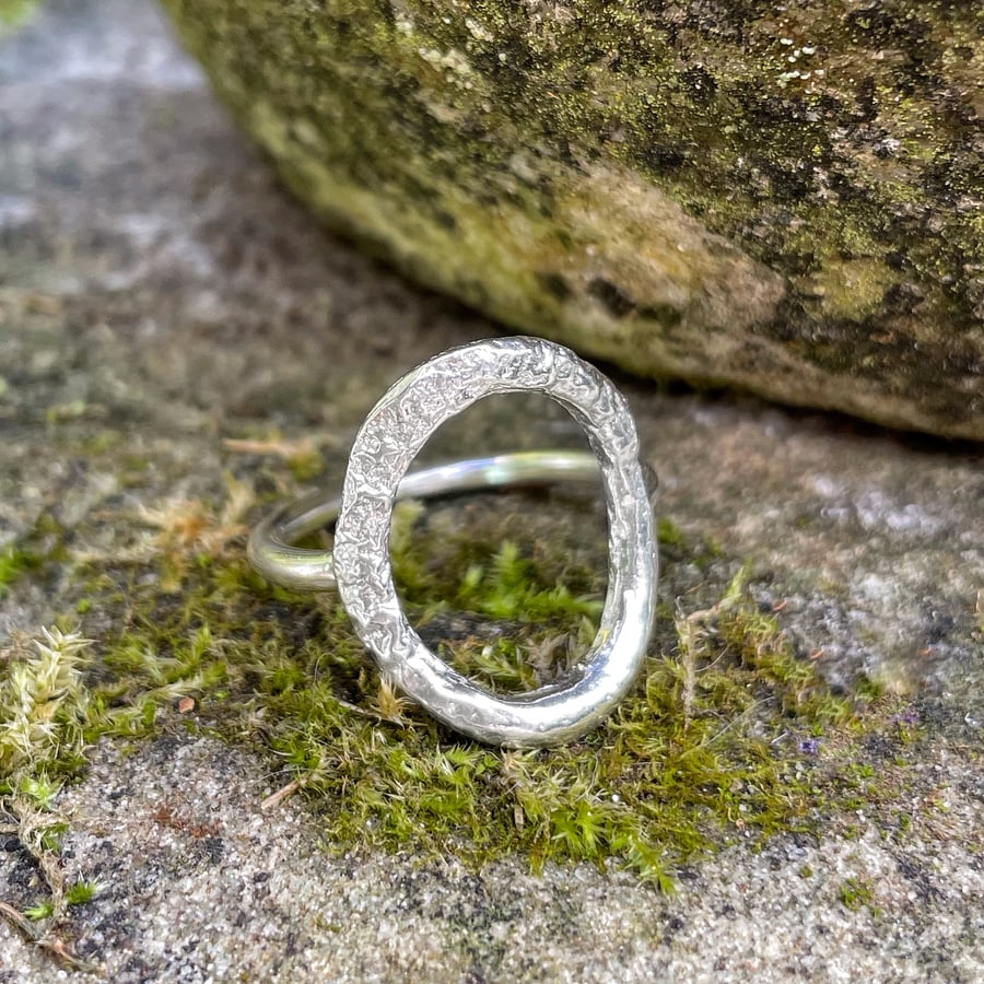 Sterling silver open oval ring uk size Q