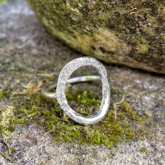 Sterling silver open oval ring uk size Q