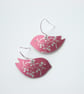 Bird earrings in light red with berries - Image 3