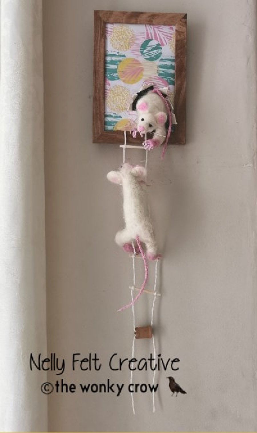 Needle Felted Mice Framed The Chocolate Thieves