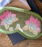 Lotus Flower Sleep Mask, Olive Velvet Eye Mask, Lavender Infused Relaxation Gift - Image 3