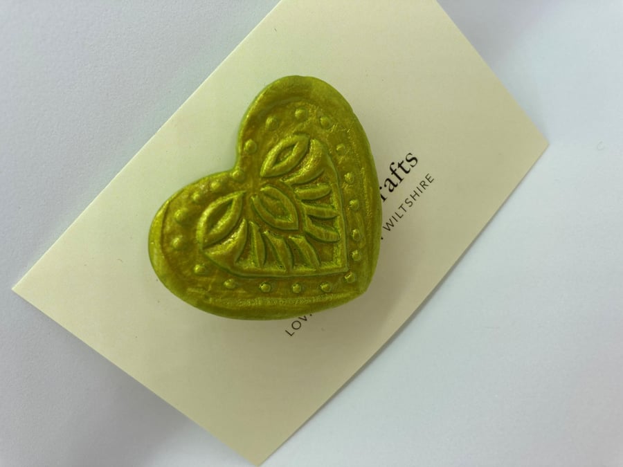 Beautiful Acid Green Heart Brooch