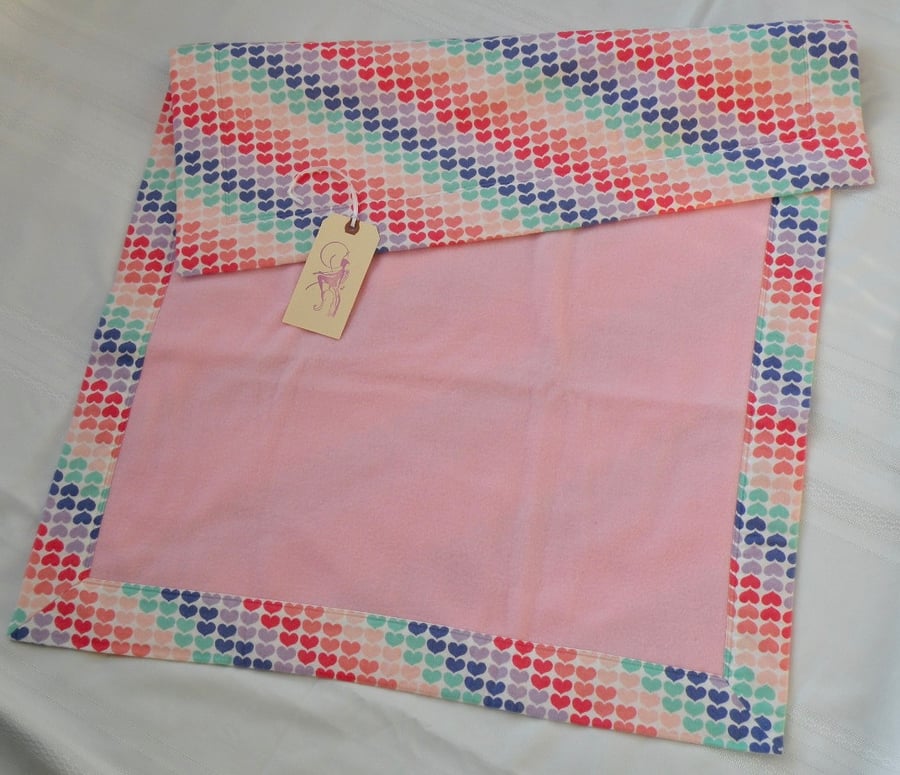 Handmade Fleece Baby Blanket  - Multi-coloured Hearts