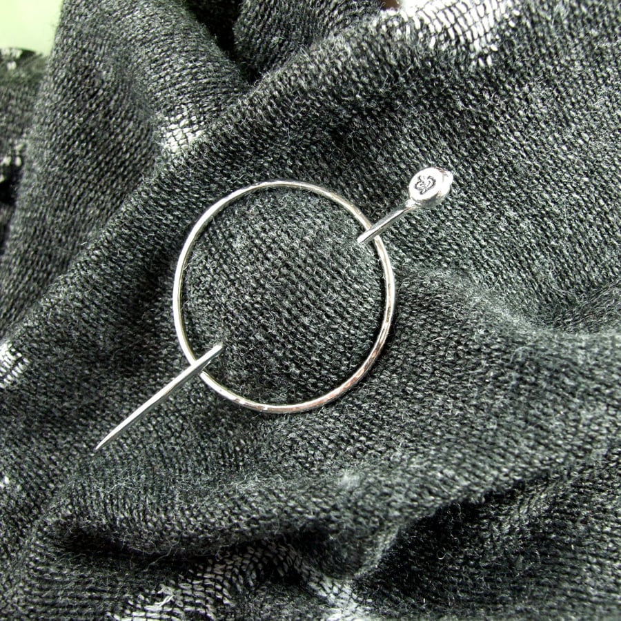 Shawl Pin, Sterling Silver Violet Pin for Scarf, Shawl, Cardi or Wrap