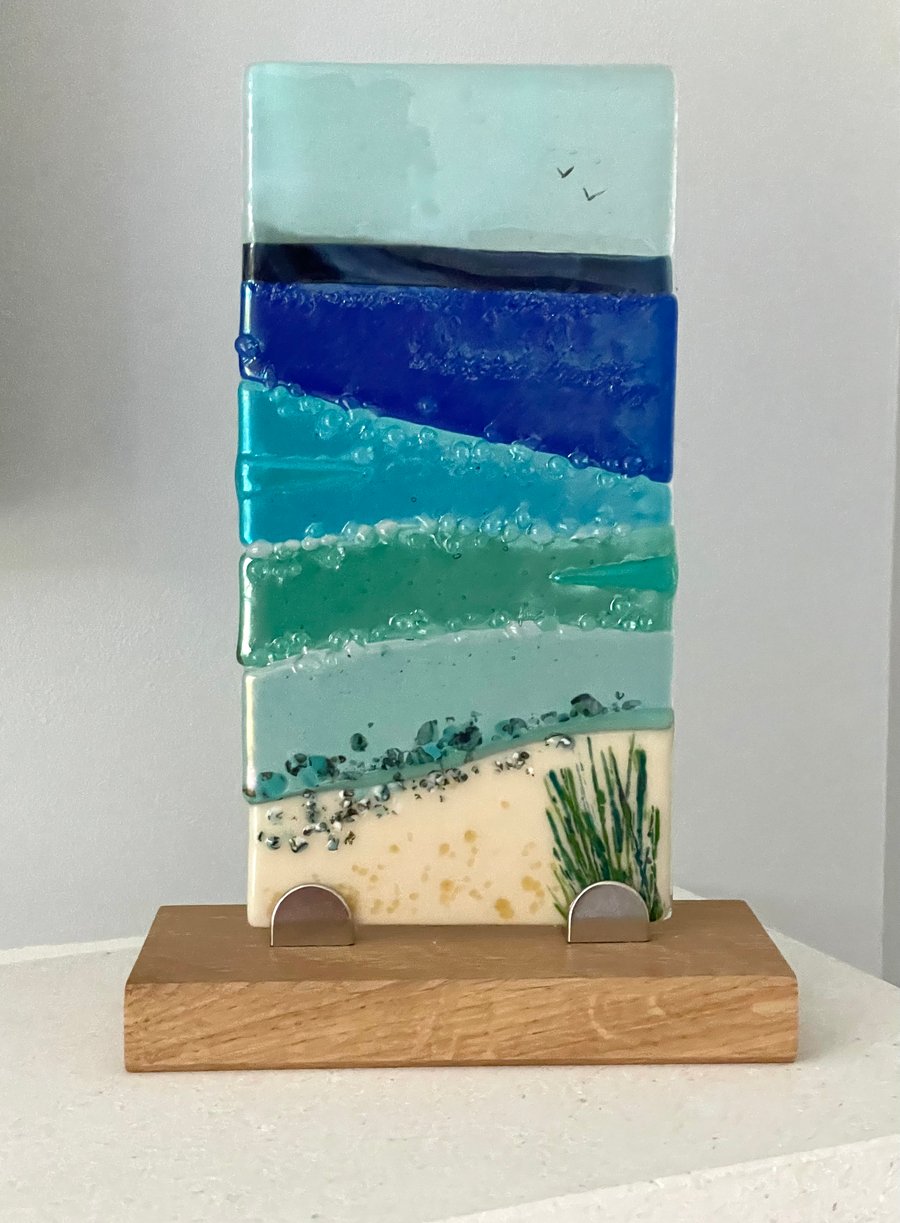  Fused glass seascape sculpture 