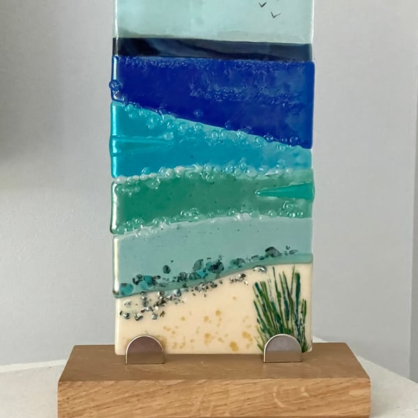  Fused glass seascape sculpture 