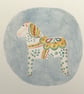 Dala horse small original gouache painting with blue background  - Image 2
