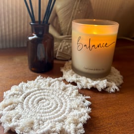 Macrame Flower Coasters, set of 2 - Natural