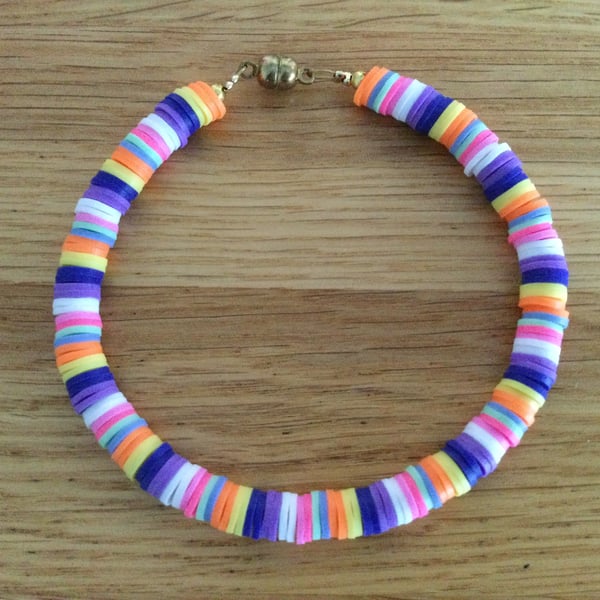 Rainbow Clay Disc Bracelet
