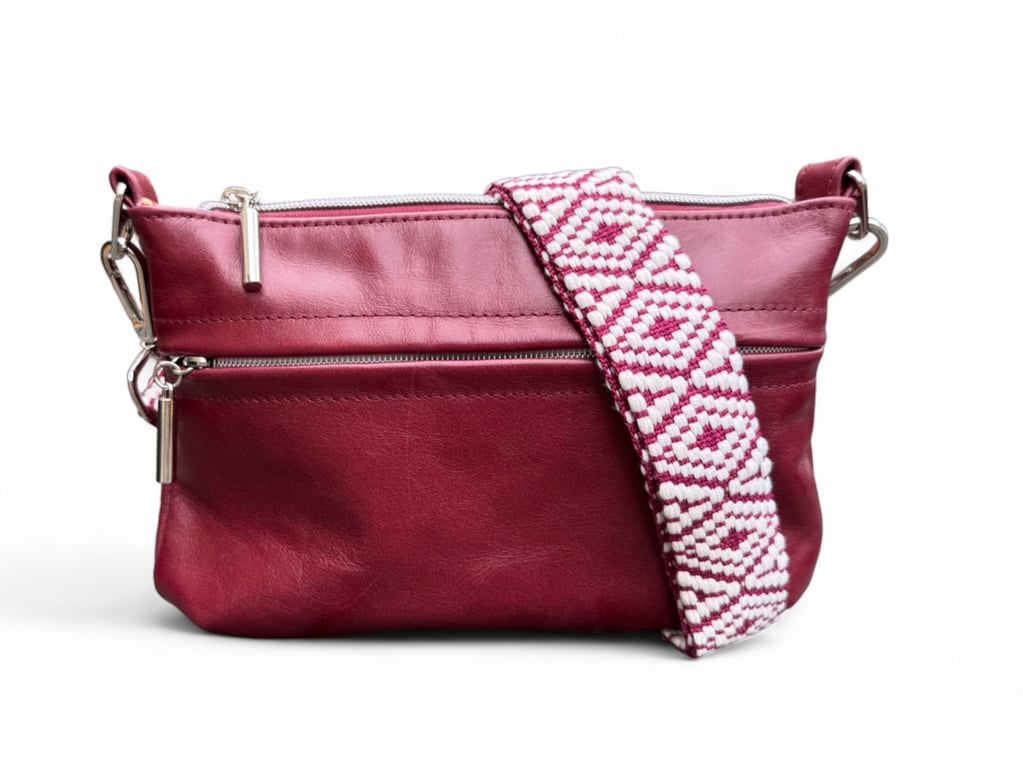 Starburn - Handcrafted Burgundy Leather Crossbody Bag