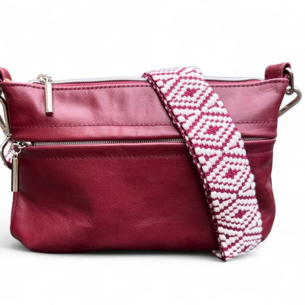 Starburn - Handcrafted Burgundy Leather Crossbody Bag