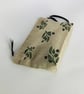 Linen Makeup Bag Mediterranean Olives Print; Hand printed Clutch Bag - Image 7