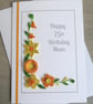 Handmade 75th Birthday card with quilled flowers and personalised message - Image 2