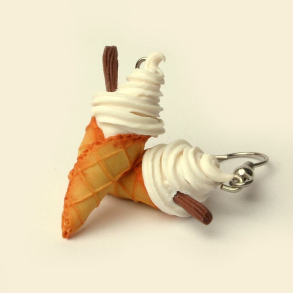 Miniature Mr Whippy ice cream earrings