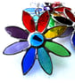 Rainbow Daisy Suncatcher Stained Glass Flower Dichroic Nugget - Image 3