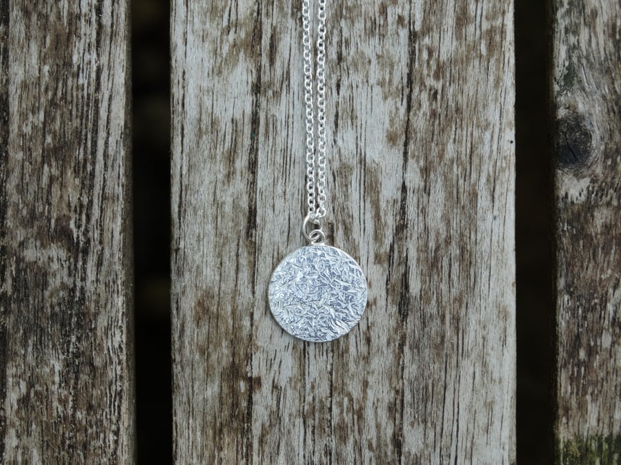 Eco Silver Winter Solstice disc pendant - fully hallmarked