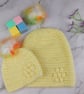 Matching Mum and Baby Crochet Hats, Lemon Yellow Pom Pom Beanie Set - Image 6