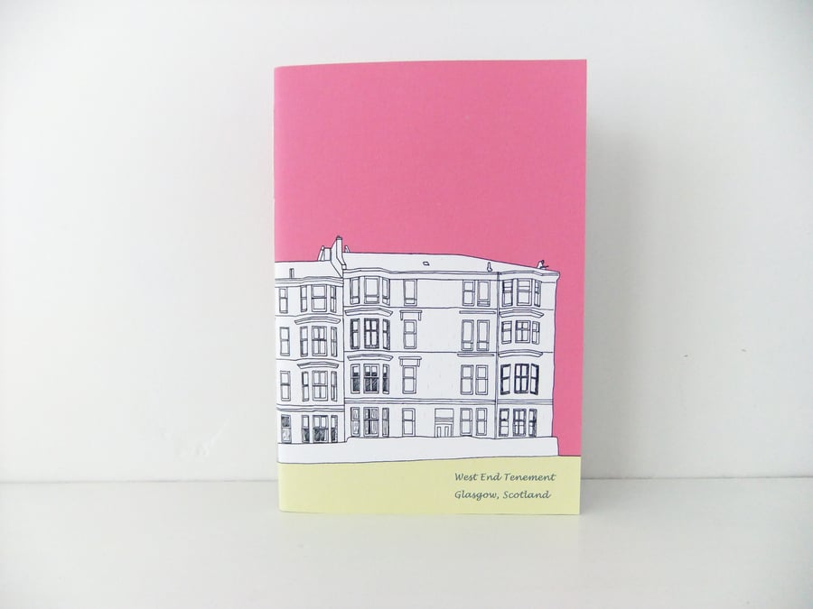 Small Glasgow notebook - handmade journal - hot pink