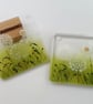 Dandelion set of two coasters, fused glass, barware, home decor, patio decor, fe - Image 3