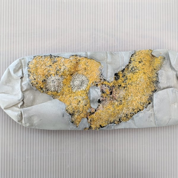 Message in a Bottle - sculpture from recycled materials (large yellow)