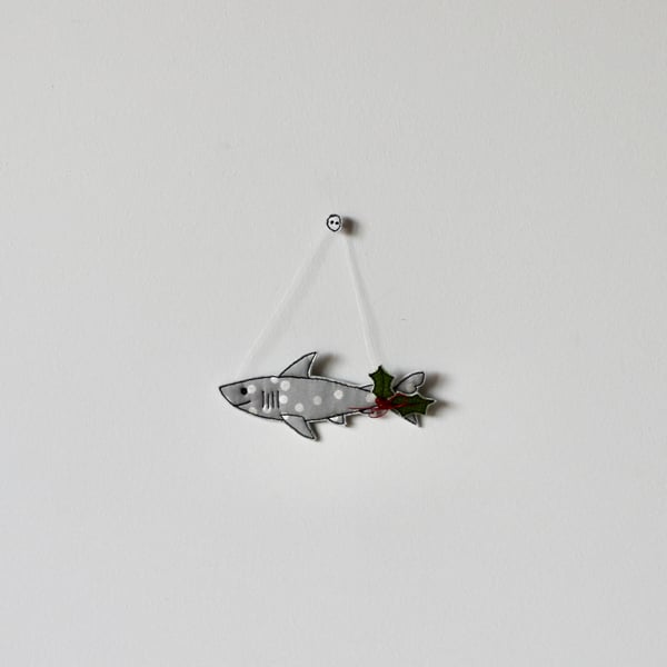 'A Shark with Holly' - Hanging Decoration