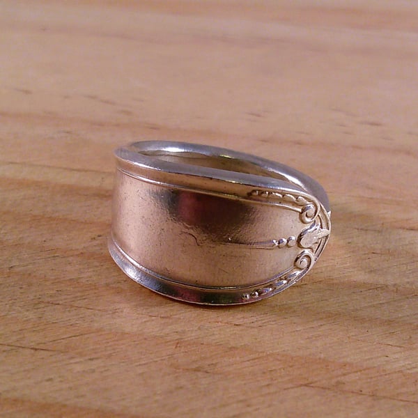 Upcycled Silver Plated Drop Spoon Handle Ring (SPR032515)