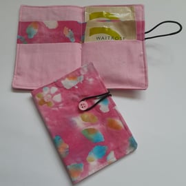 Pink Batik Tea wallet, Travel tea wallet, Teabag holder, 