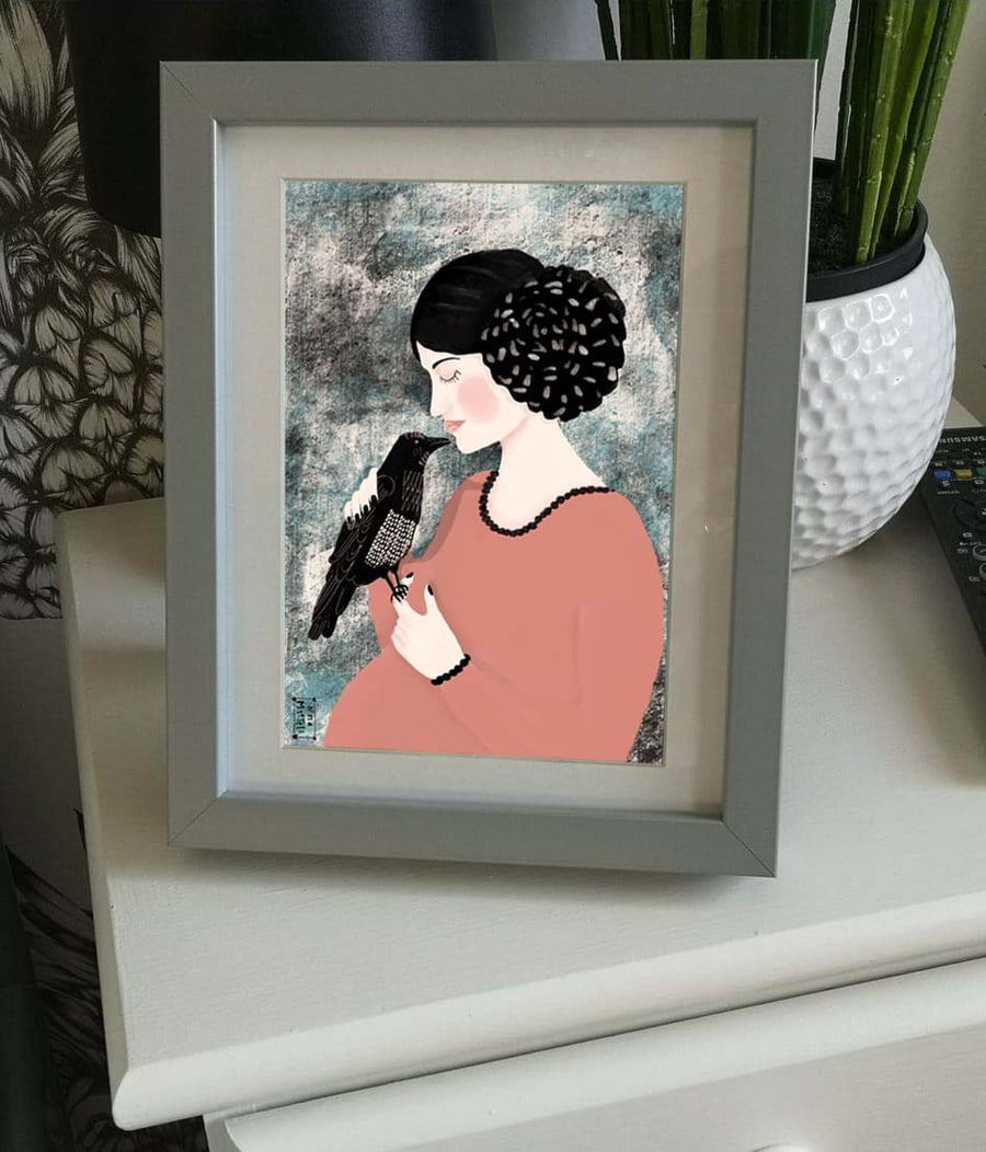 Raven Girl. A4 Print Only by Nina martell