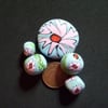 Art Beads - Flower Power x 4 and 1 x Cabouchon