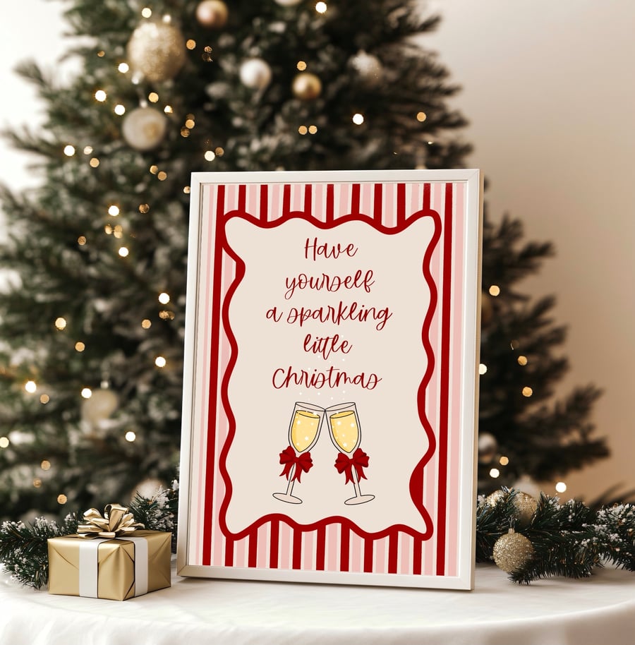 Fun Christmas Drinks Quote Print, Christmas Kitchen Decor