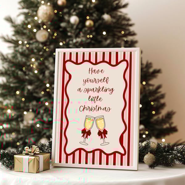 Fun Christmas Drinks Quote Print, Christmas Kitchen Decor