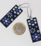 Rectangular Beaded Earrings with Blue Flowers - Image 4