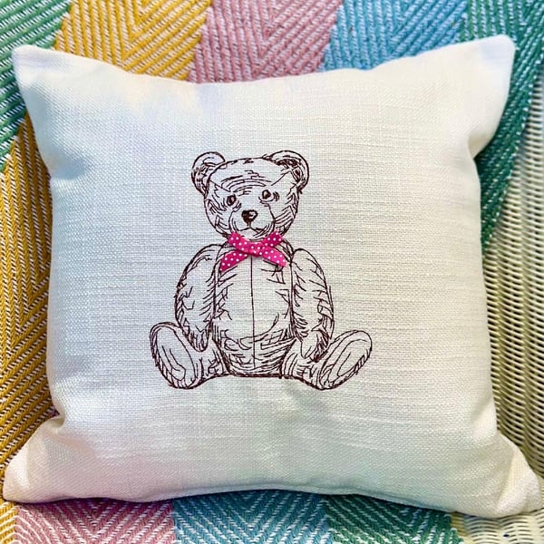 Bear design Embroidered Cushion 33cm (13”)