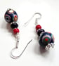 Hand Made Polymer Clay Beads, Red Coral & Howlite Gold Plate Earrings - Image 5