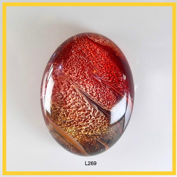 Large Flame Cabochon, hand made, Unique, Resin Jewelry - L269