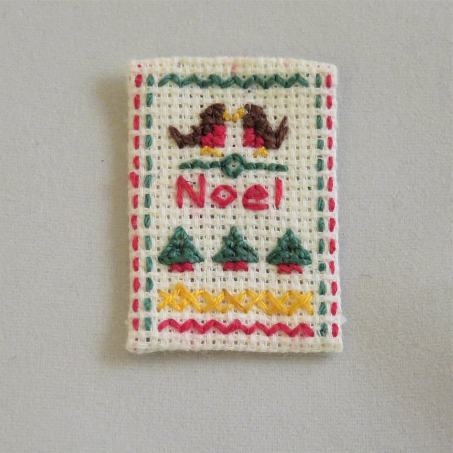 Christmas Brooch - miniature sampler