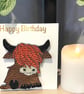 Stunning Handmade Quilled Highland Cow Card