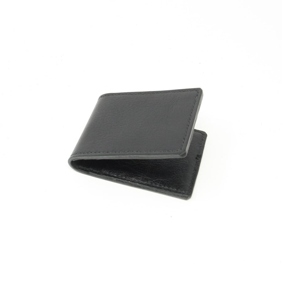 Black leather bifold card holder