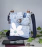 Denim Bag Pale Wash Recycled Denim Cross Body Bag with Daisy Motif(P&P included)