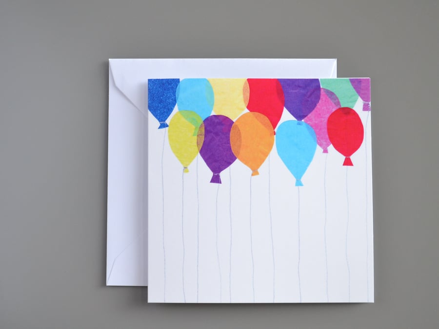 Bright Balloons Blank or Birthday or Celebration Card