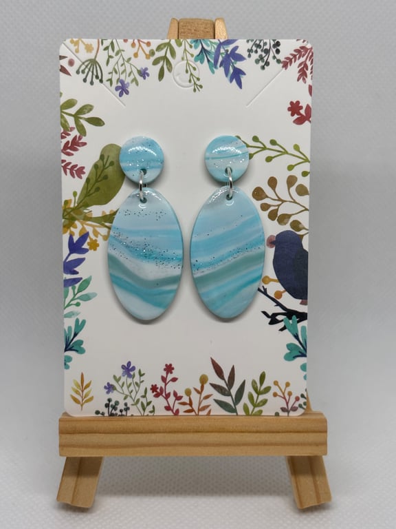 Ocean waves polymer clay earrings 