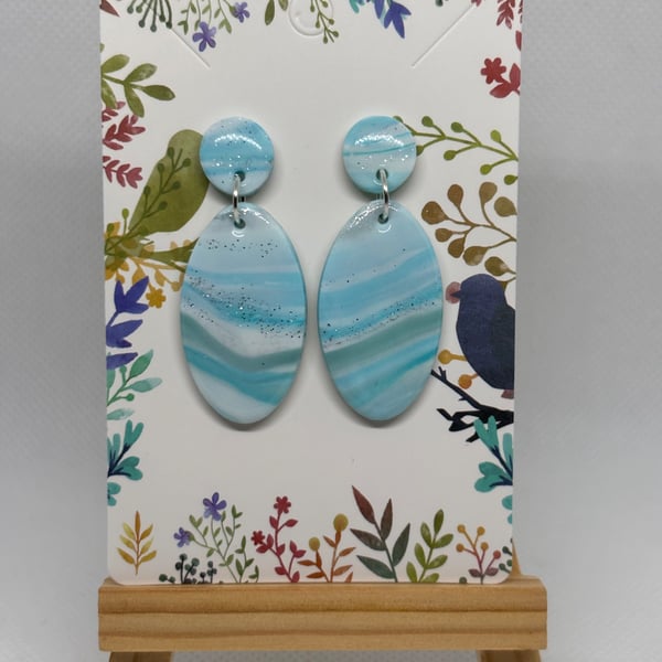 Ocean waves polymer clay earrings 