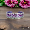 Iris flowers cuff bracelet, purple floral bangle. Personalised gifts. B727