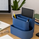 Modern S-Shaped Desk Organizer Minimalist Ribbed Pen & Notebook Holder 3D Printe