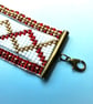 Red white gold beaded Loom bracelet - Image 2