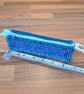 Pencil case - blue, purple, green mix, light blue zip, blue charm - Image 2