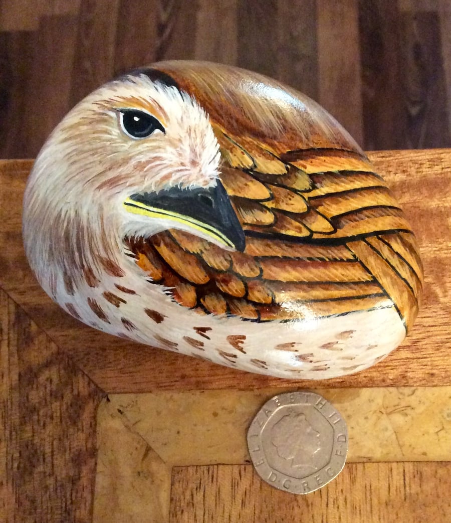 Garden Bird hand painted pebble 