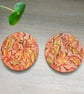 Set of two handpainted wooden coasters, metallic Autumn leaves.   