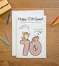 Funny Cat 70th Birthday Card, Sarcastic Feline Milestone, A5 Illustrated 