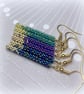 Dangle beaded dainty earrings, stick drop gold minimalist jewellery - Image 2